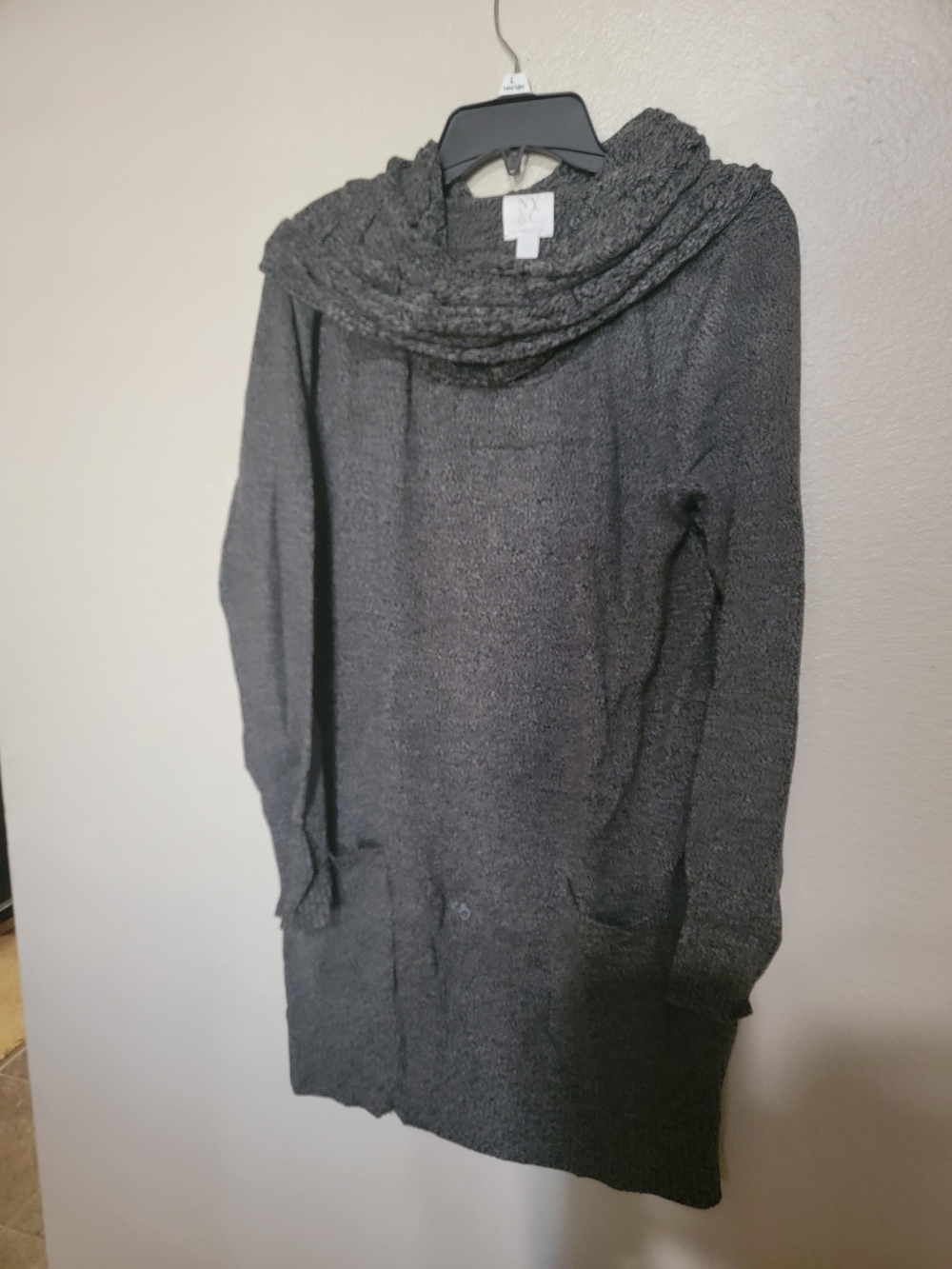 New York & Company Dark Charcoal Cowl Neck Sweater